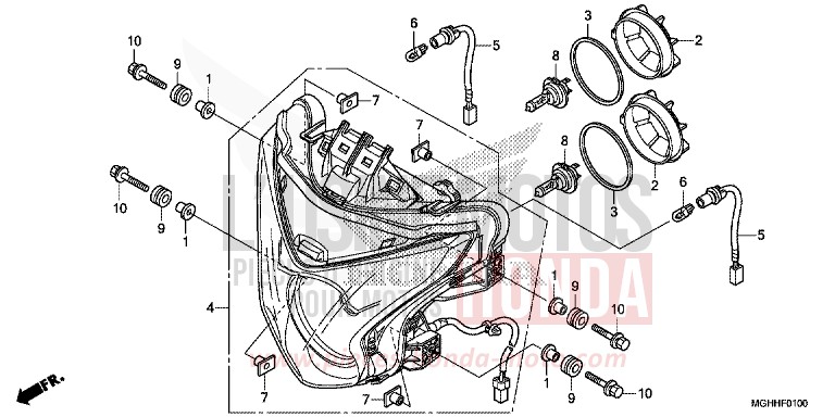 PROJECTEUR de VFR1200X "Crosstourer" DCT CANDY PROMINENCE RED (R342B) 2017